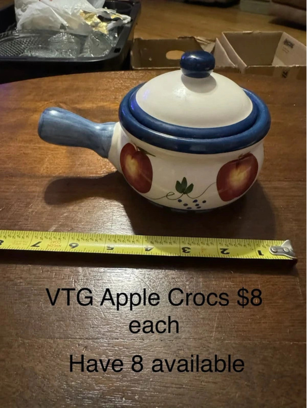 Vintage Ceramic Stoneware Apple Soup Croc With Lid